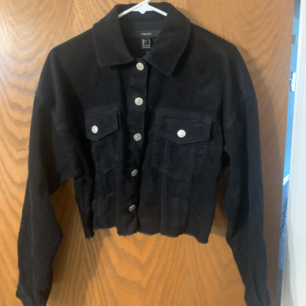 Forever 21 Cropped Frayed Corduroy Jacket